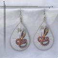 Boucles d'Oreilles Ranji Fil Tissé Motif Serpent Cobra Métal Couleur Argenté