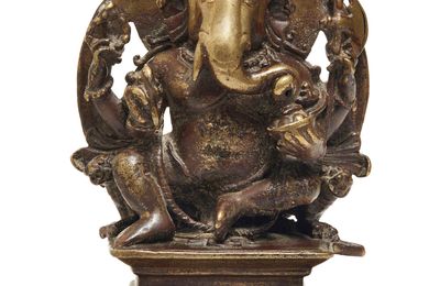A silver-inlaid bronze figure of Ganesha, India, Himachal Pradesh, 10th-11th century