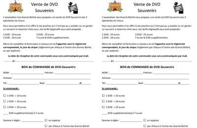 Commande de DVD des spectacles de cirque 