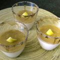 " Pana Cotta " de fromage blanc groseille et son coulis de lemon curd/groseille