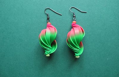 Boucles d'oreilles coquillage : couleurs pastèque