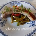 Saucisses de canard aux poivrons