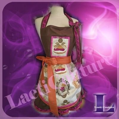 Tablier macaron et sac assorti