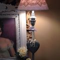 Charmante grande lampe stylisée avec déco de coeur en bois "Home Sweet Home "