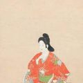 Anonyme, attribué à Moronobu Hishikawa (1618 - 94). Femme assise face à un livre