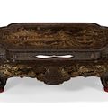A Chinese mother-of-pearl inlaid black lacquer table, kang, Ming dynasty, 17th century