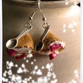 Boucles d'Oreilles Crèpes Fraises Chantilly 