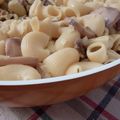 Pâtes poêlées aux champignons et oignons