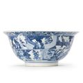 A large blue and white bowl, Qing Dynasty, Kangxi Period (1662-1722)