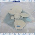 Doudou Peluche Plat Lapin Blanc Et Bleu Collection Douceur BabyNat