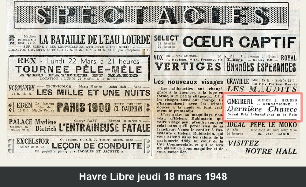 Le Havre Cinéma Gaumont Pathé Lecesne reconstruction Perret star Apollo Grillon Alhambra, Sirius Vox Rex Scala Royal Rio Réau Paris Sainte Adresse Lido  Normandy Cinétréfil Saint Michel