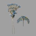 Two Feather-Embellished Hair Ornaments, 19-20th Century