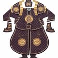 A Manchu cloth and metal partial suit of ceremonial armor, Late 19th Century