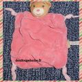 Doudou plat ours rose kaloo velours, ENVOI POSSIBLE, doudoupeluche.fr