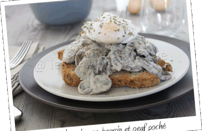 Toast aux champignons, boursin et oeuf poché (7pp)