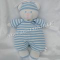 Doudou Peluche Ours Blanc Rayures Bleu Phosphorescent Jemini Luminou