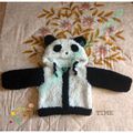 Manteau panda avec ou sans manches tricoté avec la laine Doudou