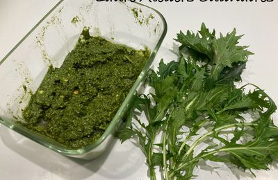 Pesto de salade mizuna aux amandes