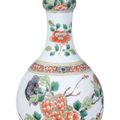 A Chinese Famille Verte bottle vase , probably Kangxi period (1662-1722)