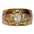 A Russian Imperial Presentation Crested Gold and Diamond Antique Men's Ring. Russia, 1908-1917