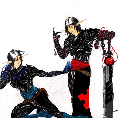 Saeline et Svenn : croquis et recherches de couleurs