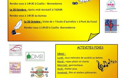 Info ADMR "Animation d'Octobre"