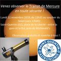 Observation du transit de Mercure le 11 novembre et conférence "De la pierre à l'étoile"