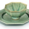 A Longquan celadon Guan-type cup and dish, Song dynasty (960-1279)