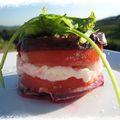 Mille feuilles de betterave, tomate, Mozzarella 