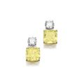 Pair of fancy intense yellow diamond and diamond pendent earrings, Graff 