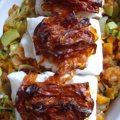 Dos de cabillaud au chorizo doux