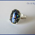 [BA20] Bague : support argenté -18x13 + cabochon artisanal  (D)