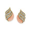 A pair of coral and diamond earrings, by Van Cleef & Arpels