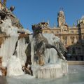 La plus belle fontaine de Lyon vêtue de glace. 