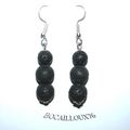 BOUCLE Oreille Pierre de LAVE 2 - Crochet ARGENTE 