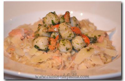 Risotto au saumon fumé et noix de saint Jacques 