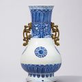 A blue and white gilt-metal mounted 'trigram' vase, Kangxi period (1662-1722)