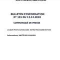 BULLETIN D'INFORMATION N° 101 DU 13.12.2018