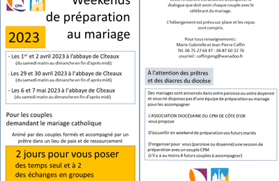 Weekends de préparation au mariage dans le diocèse de Dijon