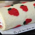 P'tit gâteau roulé chantilly fraises, motif fraises