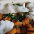 gratin de cabillaud , pommes de terre ou carottes