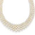 A fine Art deco natural pearl and diamond necklace