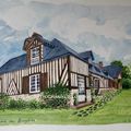 Aquarelle maisons normandes