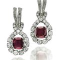 A pair of ruby and diamond earrings, by Tiffany & Co