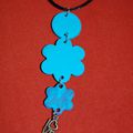 mes créations fimo...pendentif love turquoise
