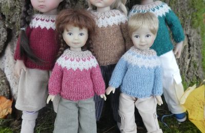 Petits pulls ou gilest encolure jacquard pour les petits (tuto L8 et H11)