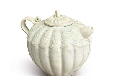 A moulded Qingbai lobed ewer and cover, Song dynasty (960-1127)