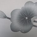 Délicat lotus en bouton peint sur fond gris