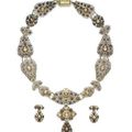 A 17th-18th century diamond-set pendant necklace and earring suite