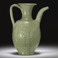 A rare yaozhou celadon carved ewer. Northern Song, 11th/12th century